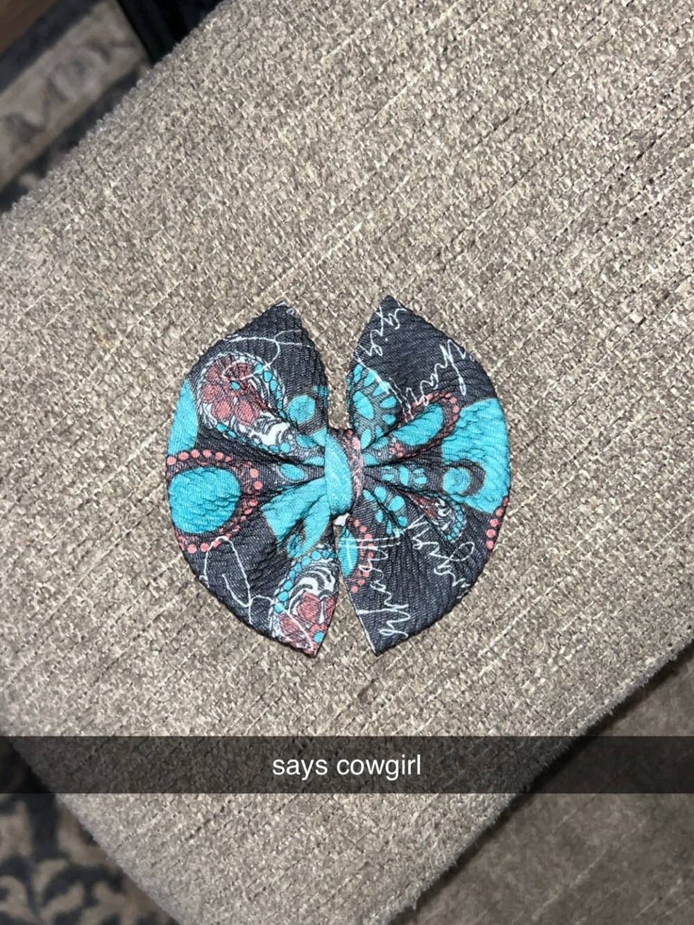 Turquoise and Black Paisley Bow Hair Clip